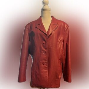 Excelled Collection Red Leather Jacket, Size 1XL